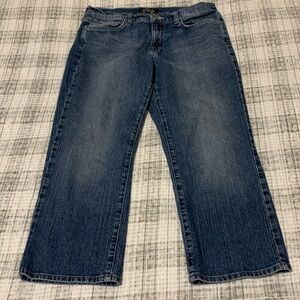 Lucky brand size 10 classic rider crop dungaree blue jeans